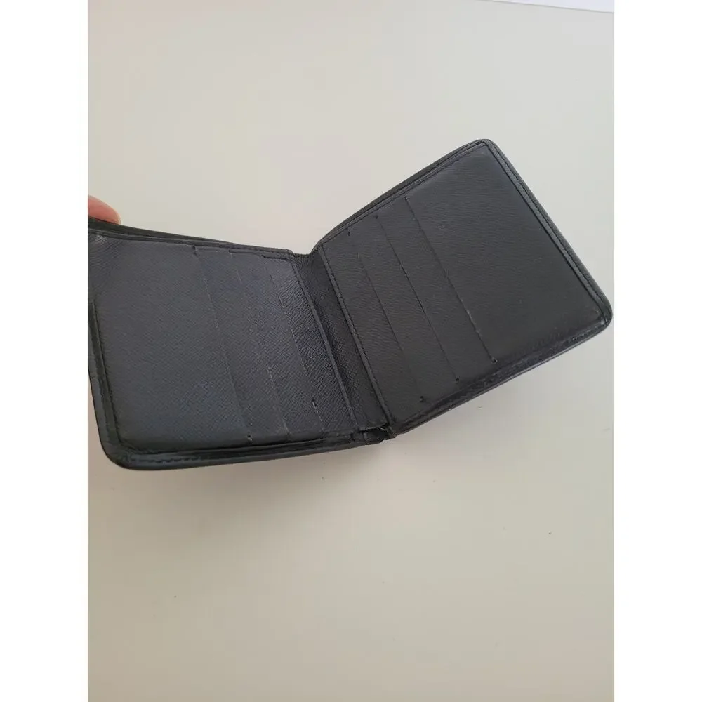 Vintage Louis Vuitton Men Black‎ Bi-Fold Leather Wallet Epi Retro Card Bill Coin